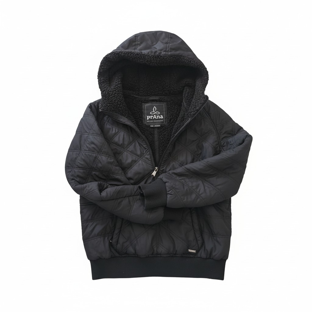 Prana Charcoal Quilted Hooded Jacket Size M